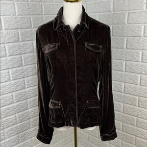 ELIE TAHARI VELVET JACKET BROWN AND METAL BUTTONS LINED IN SILK SZ MED 4/6